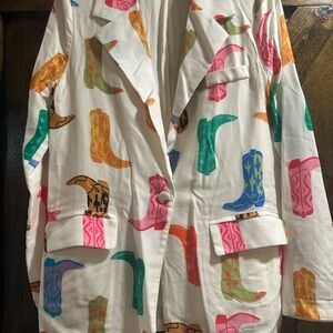 Colorful Boot Print Women's Blazer